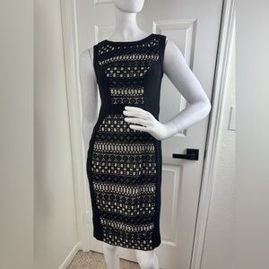 Yoana Baraschi Chic Black Nude Lace Textured Dress Size 2. #340